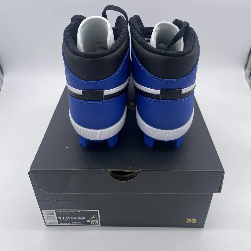 Air Jordan 1‎ Retro MCS Baseball Cleats Blue Black White AV5354-411 Men's 10.5